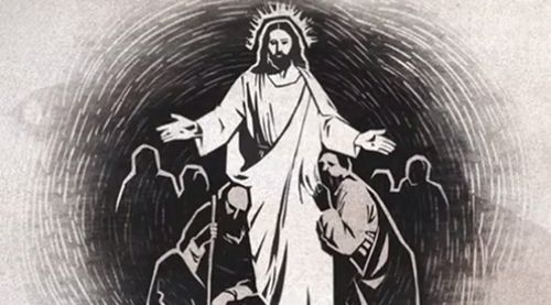 Jezu Krishti me krahë të zgjatur duke i ftuar të gjithë të vijnë tek Ai